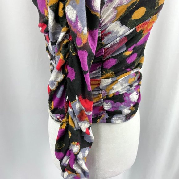 New Open Edit Off Shoulder Long Sleeve Ruched Faux Wrap Top Multi Size Small - Picture 11 of 16